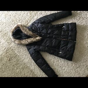 Betsey Johnson fur trimmed coat